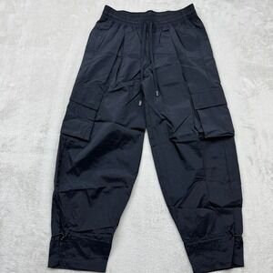 Under Armour Pants Women's Small Cargo Black Nylon Bungee Hem Active Streetwear